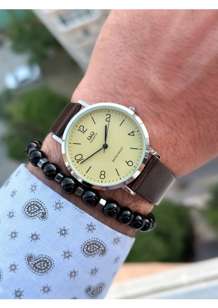 Retro Kahverengi Su Geçirmez Deri Kordon Erkek Kolsaati+Bileklik fırsatları