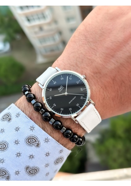 Marka Retro Beyaz Renk Deri Kordon Erkek Kolsaati+Bileklik fiyatları