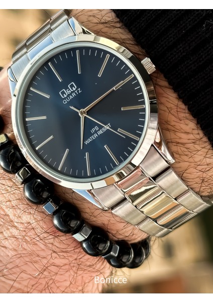 Çelik Kordon Su Geçirmez 2 Yıl Garantili Gümüş Renk Erkek Kol Saati+Bileklik