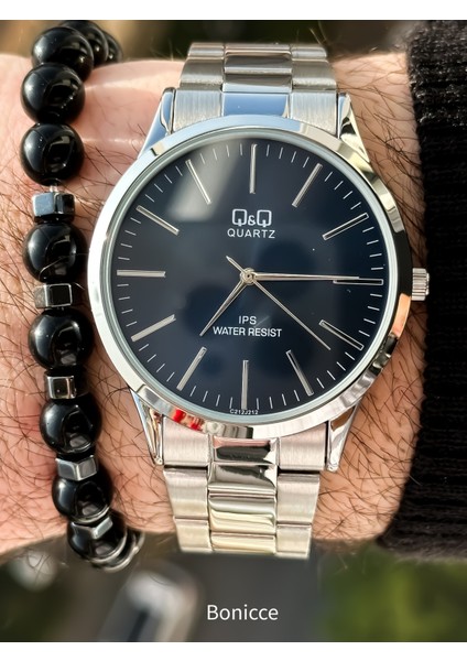 Çelik Kordon Su Geçirmez 2 Yıl Garantili Gümüş Renk Erkek Kol Saati+Bileklik fiyatları