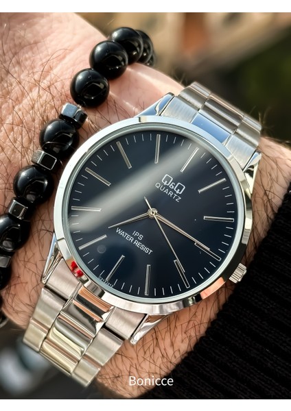 Çelik Kordon Su Geçirmez 2 Yıl Garantili Gümüş Renk Erkek Kol Saati+Bileklik modelleri