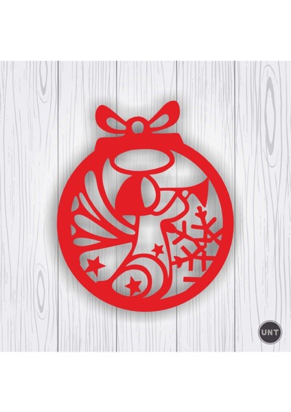 Ahşap Beyaz Yılbaşı Ağacı Süsleri ( 9 Lu Set)-1 Kırmızı modelleri