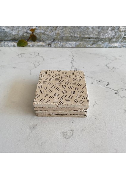 Taş Bardak Altlığı Stone Coasters - 4lü Set Minimalist Çizgiler modelleri
