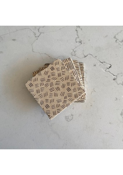 Taş Bardak Altlığı Stone Coasters - 4lü Set Minimalist Çizgiler fırsatları