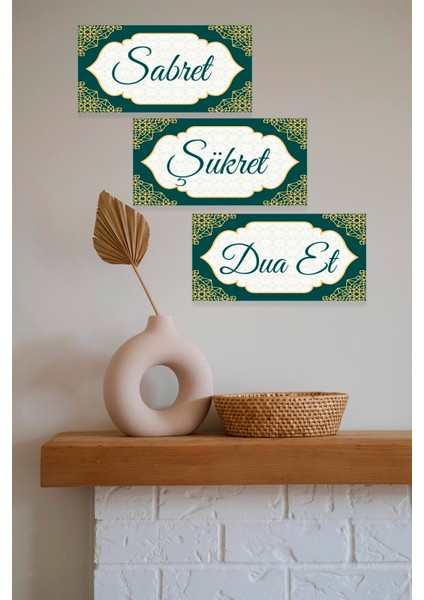 Sabret Şükret Dua Et 3 Lü Renkli Tablo fiyatları