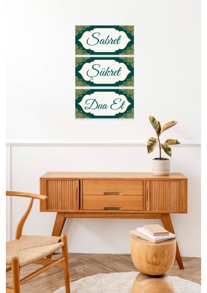 Sabret Şükret Dua Et 3 Lü Renkli Tablo modelleri