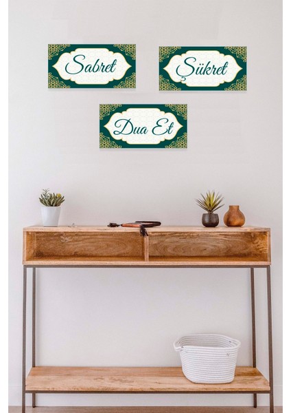 Sabret Şükret Dua Et 3 Lü Renkli Tablo fırsatları