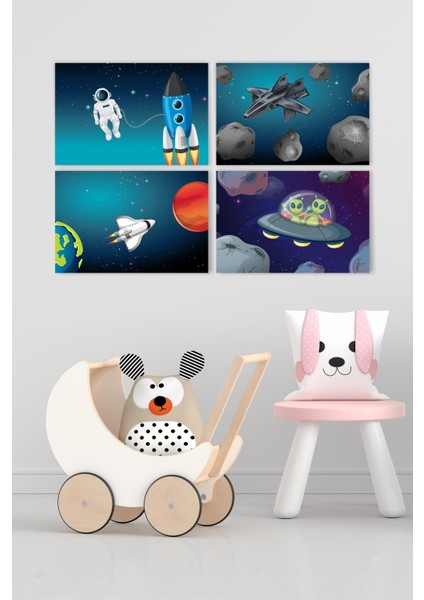 Uzay Gezegenler ve Astronot 4'lü Set Tablo fiyatları
