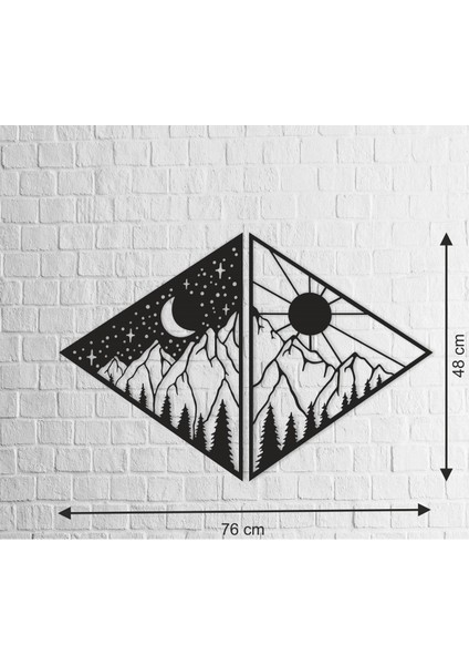 Moon And Sun Dekoratif Ahşap Tablo, Duvar Dekoru