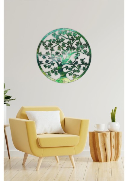 Renkli Hayat - Yaşam Ağacı Duvar Dekoru - Süsü, Ahşap Dekoratif Tablo