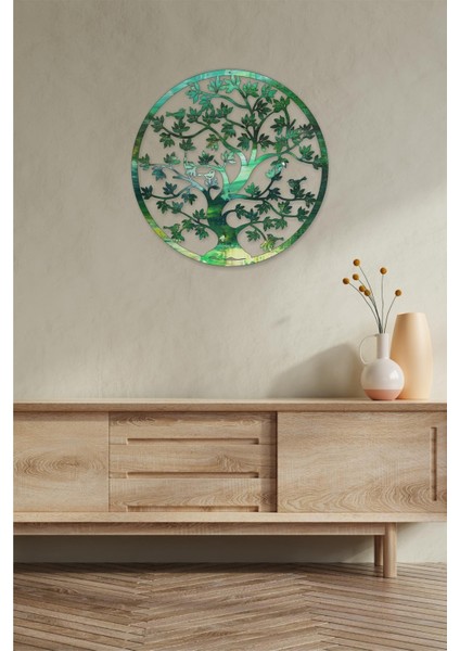 Renkli Hayat - Yaşam Ağacı Duvar Dekoru - Süsü, Ahşap Dekoratif Tablo indirimleri