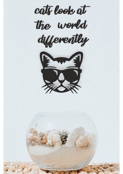 Kedi ve Motto Duvar Dekoru - Süsü, Ahşap Dekoratif Tablo