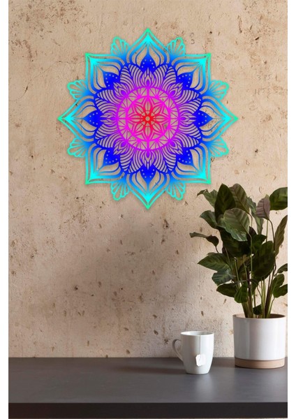 Renkli Mandala Duvar Dekoru-Süsü, Ahşap Dekoratif Tablo