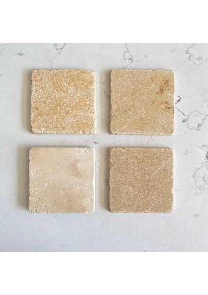 Taş Bardak Altlığı Stone Coasters - 4lü Set Doğal Taş