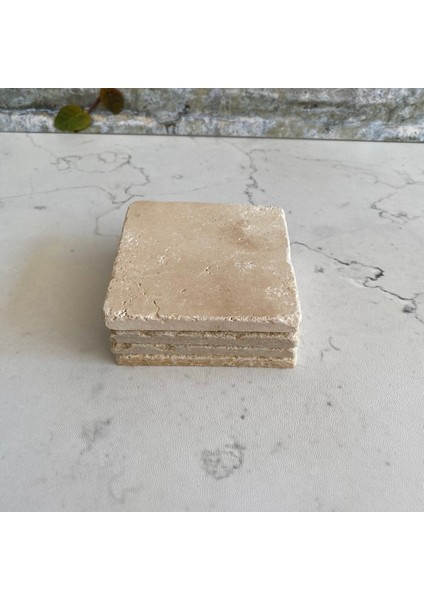 Taş Bardak Altlığı Stone Coasters - 4lü Set Doğal Taş