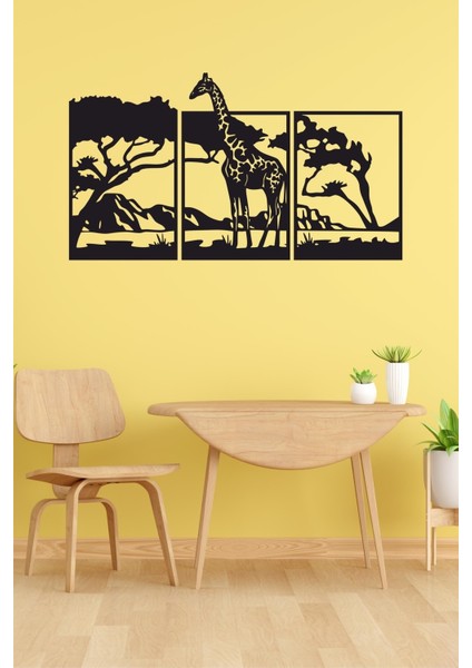Safari Afrika Temalı 3 Lü Ahşap Tablo fiyatları