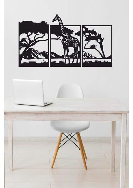 Safari Afrika Temalı 3 Lü Ahşap Tablo modelleri