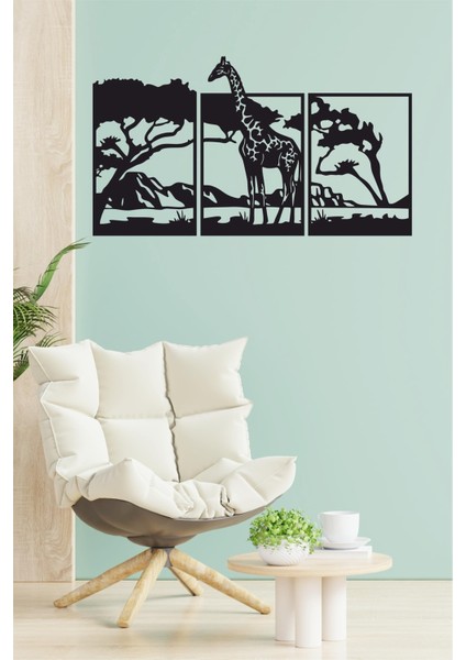 Safari Afrika Temalı 3 Lü Ahşap Tablo fırsatları