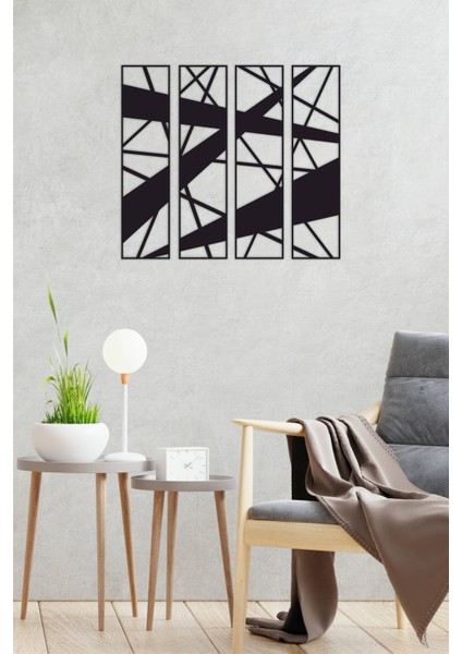 Çizgiler Temalı Geometrik Modern Dekoratif Ahşap4'lü Tablo, Duvar Dekoru fırsatları