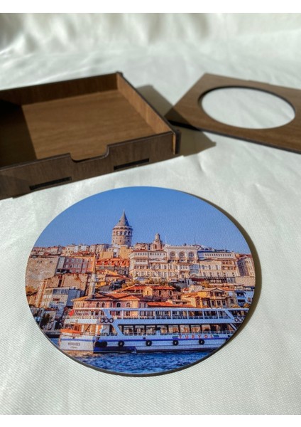 Istanbul Manzaralı 4'lü Set Ahşap Bardak Altlığı indirimleri