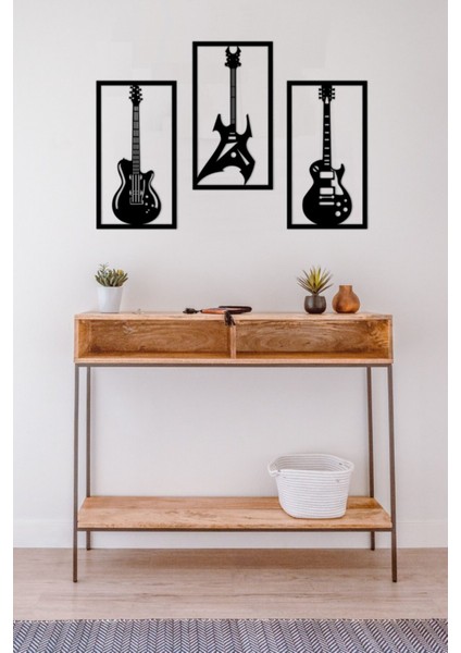 3'lü Gitar Duvar Dekoru - Süsü Ahşap Dekoratif Tablo