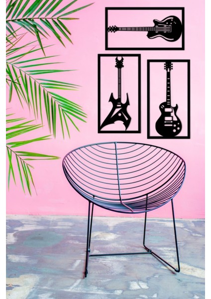 3'lü Gitar Duvar Dekoru - Süsü Ahşap Dekoratif Tablo fiyatları