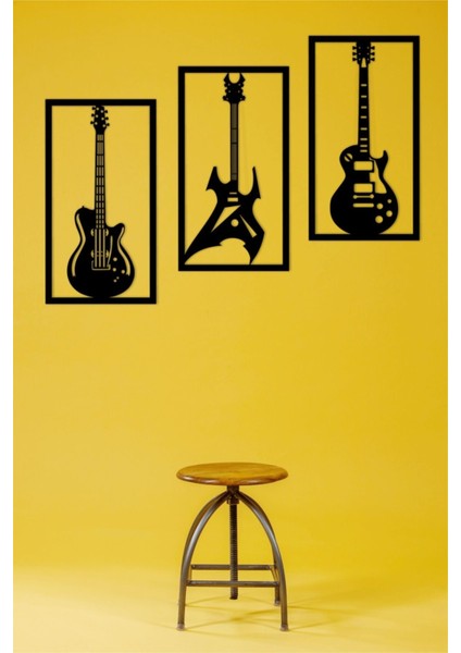 3'lü Gitar Duvar Dekoru - Süsü Ahşap Dekoratif Tablo modelleri