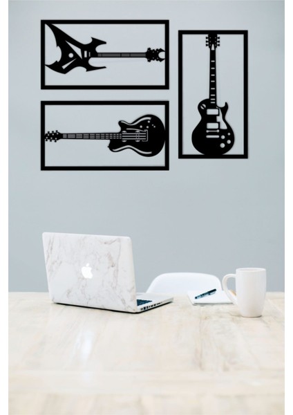 3'lü Gitar Duvar Dekoru - Süsü Ahşap Dekoratif Tablo fırsatları
