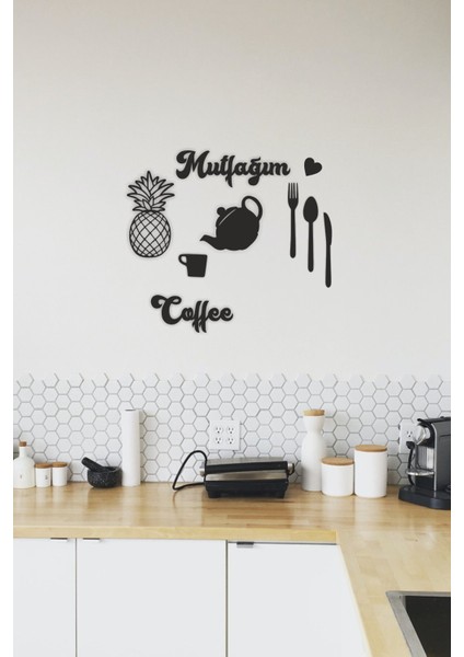 Mutfağım Ananaslı 9 Parça Mutfak Konsepti Duvar Dekoru-Süsü, Ahşap Dekoratif Tablo