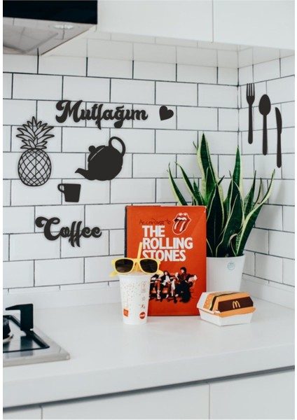 Mutfağım Ananaslı 9 Parça Mutfak Konsepti Duvar Dekoru-Süsü, Ahşap Dekoratif Tablo fiyatları