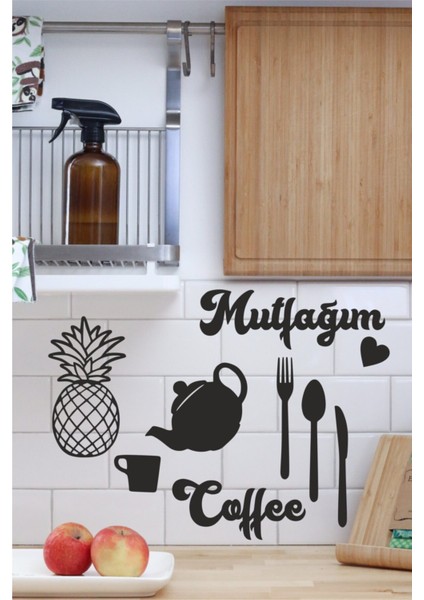 Mutfağım Ananaslı 9 Parça Mutfak Konsepti Duvar Dekoru-Süsü, Ahşap Dekoratif Tablo fırsatları