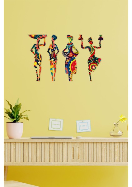 4 Parça Afrikalı Kadın Etnik Desenler Dijital Baskı Mdf Set Ahşap Dekoratif Tablo fiyatları