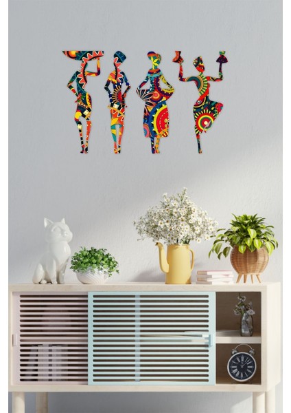 4 Parça Afrikalı Kadın Etnik Desenler Dijital Baskı Mdf Set Ahşap Dekoratif Tablo fırsatları