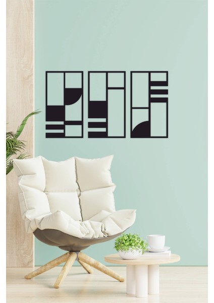 Minimalist Geometrik Ahşap Duvar Dekoru, 3 Lü Tablo fiyatları