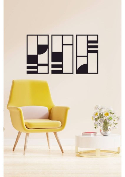 Minimalist Geometrik Ahşap Duvar Dekoru, 3 Lü Tablo modelleri