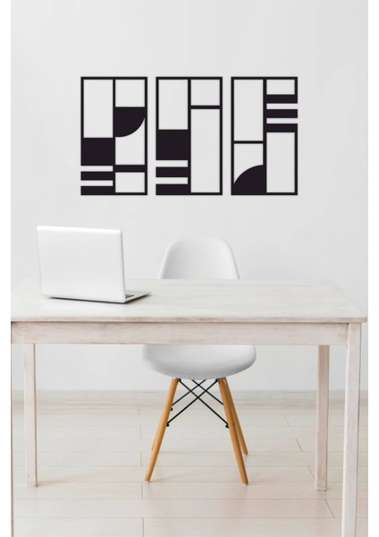 Minimalist Geometrik Ahşap Duvar Dekoru, 3 Lü Tablo fırsatları