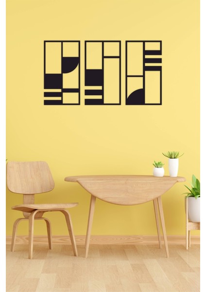 Minimalist Geometrik Ahşap Duvar Dekoru, 3 Lü Tablo indirimleri