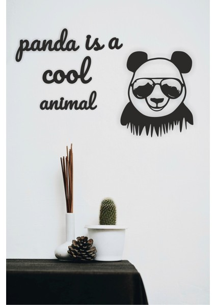 Panda ve Motto Duvar Dekoru - Süsü, Ahşap Dekoratif Tablo