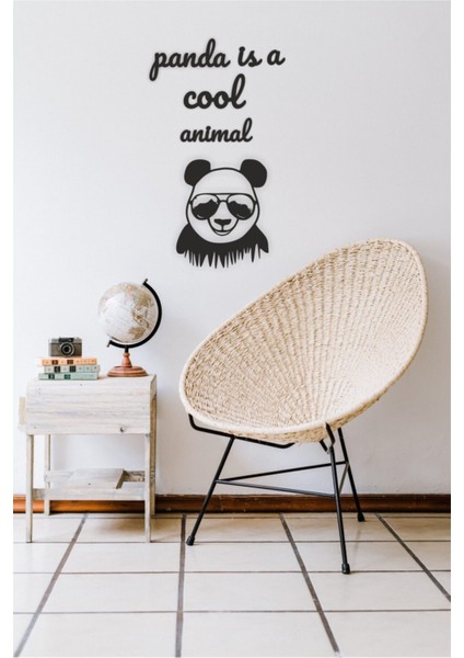 Panda ve Motto Duvar Dekoru - Süsü, Ahşap Dekoratif Tablo