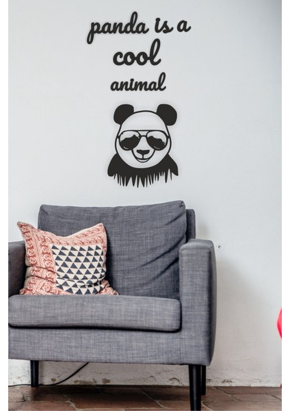 Panda ve Motto Duvar Dekoru - Süsü, Ahşap Dekoratif Tablo