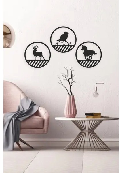 Animals Set Duvar Dekoru-Süsü, Ahşap Dekoratif Tablo fırsatları