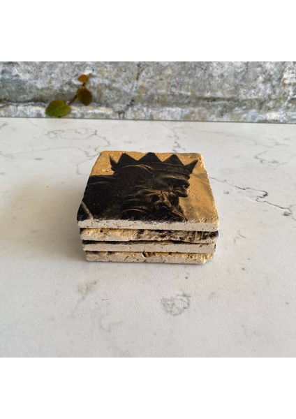 Taş Bardak Altlığı Stone Coasters - 4 Lü Set Mitoloji Temalı