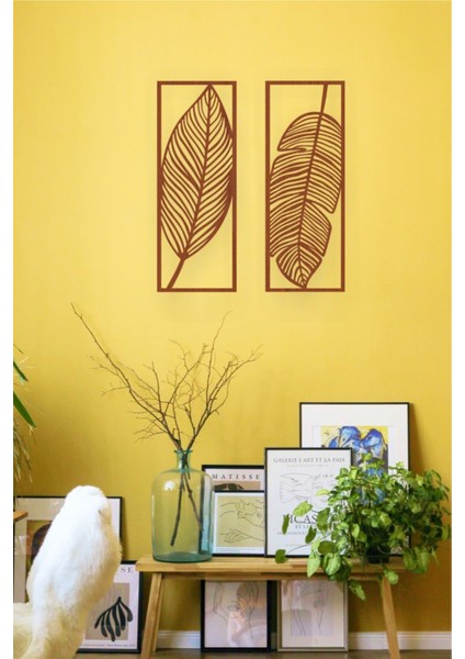 Kahverengi Dekoratif Ahşap Yaprak Temalı Duvar Dekoru - Süsü, Tablo - 2'li fiyatları