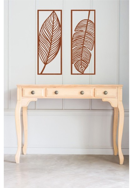 Kahverengi Dekoratif Ahşap Yaprak Temalı Duvar Dekoru - Süsü, Tablo - 2'li modelleri