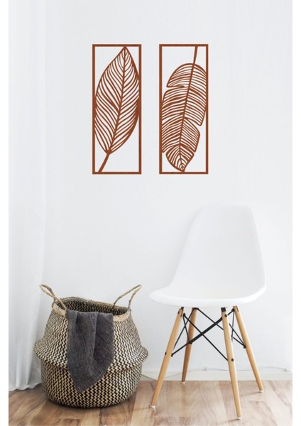 Kahverengi Dekoratif Ahşap Yaprak Temalı Duvar Dekoru - Süsü, Tablo - 2'li fırsatları