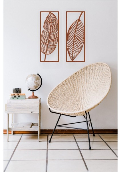 Kahverengi Dekoratif Ahşap Yaprak Temalı Duvar Dekoru - Süsü, Tablo - 2'li indirimleri