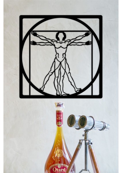 Da Vinci Human Duvar Dekoru - Süsü, Ahşap Dekoratif Tablo