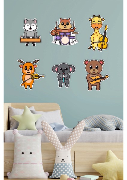 Müzisyen Hayvanlar Ahşap Çocuk Odası Duvar Dekoru fiyatları