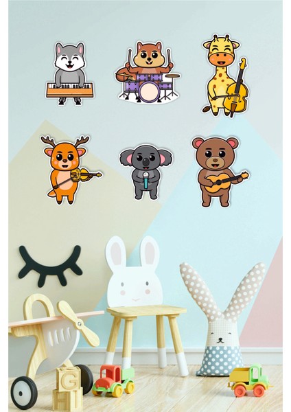 Müzisyen Hayvanlar Ahşap Çocuk Odası Duvar Dekoru modelleri