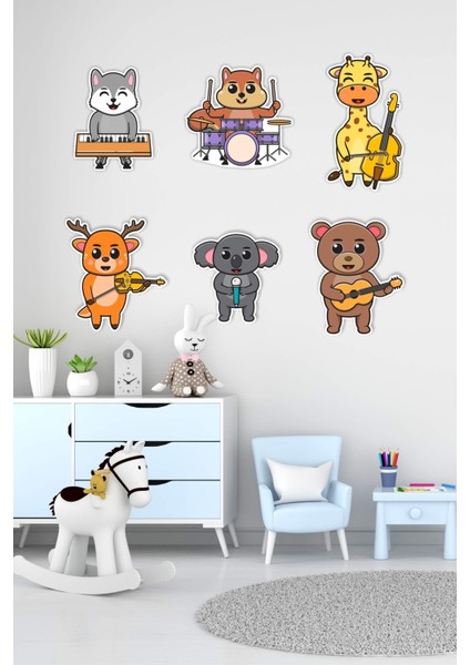 Müzisyen Hayvanlar Ahşap Çocuk Odası Duvar Dekoru fırsatları